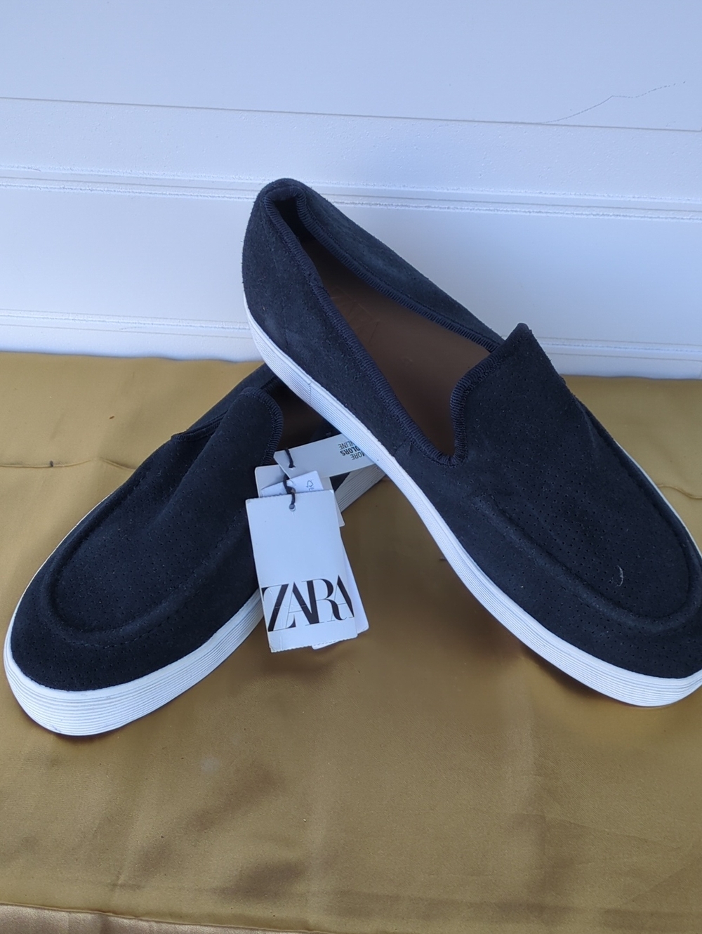 ZARA Men’s Dark Blue Suede Slip-On Sneakers, Size 10, Eur 43